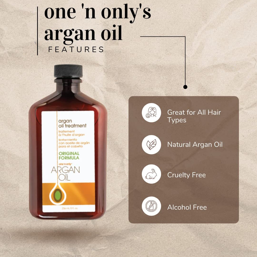 One 'n Only Argan Oil Hair Treatment - Lightweight & Hydrating Hair Oil for Natural, Wigs & Extensions - Shine Enhancing, Heat Protectant & Frizz Control (3.4 oz, 3pk)