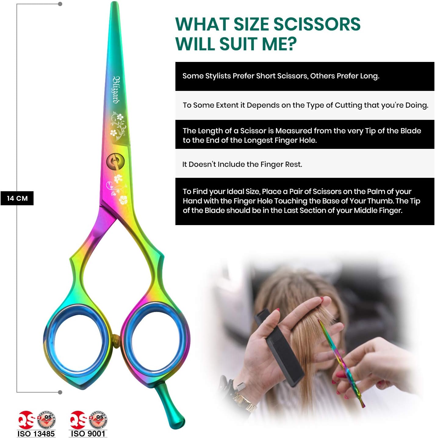 Blizzard Professional Hair Cutting Scissors – 5.5 inch VG10 Cobalt Haircut Shears with Razor Sharp Blades - Rainbow Finish Barber Hairdressing Travel Case for Salons & Home Use