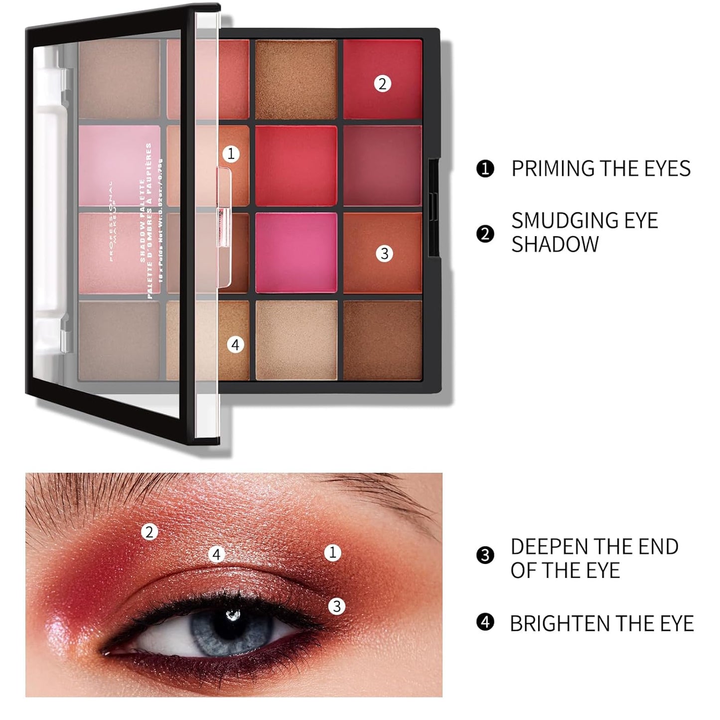 Boobeen Colorful Eyeshadow Palette Makeup-16 Colors, Matte and Glitter Eyeshadow, Bright Eyeshadow palettes, Blendable, Easy to Build Dramatic Glamour Looks (2#)