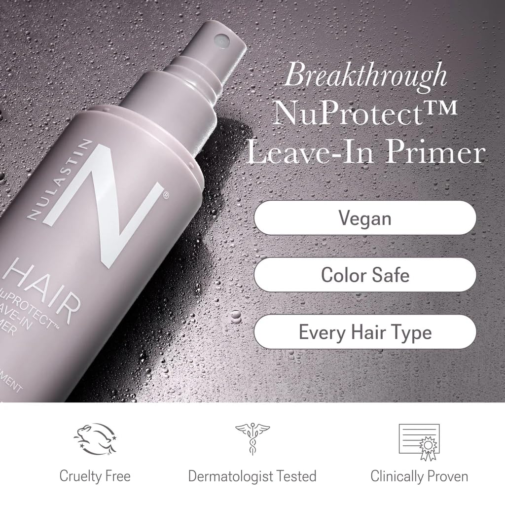 NULASTIN NuProtect Leave In Conditioner Spray - Silicone-Free Heat Protectant, Detangler Spray, Split Ends Hair Treatment & Styling Primer - Color-Safe Formula with 24HR Frizz Control (5 Fl Oz)