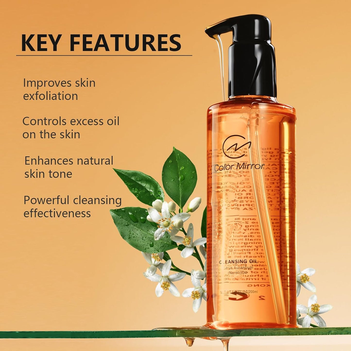 Citrus aurantium Deep Cleansing Oil, 6.76 fl oz 200ml, Gentle Pore Control, Heavy Makeup Remover