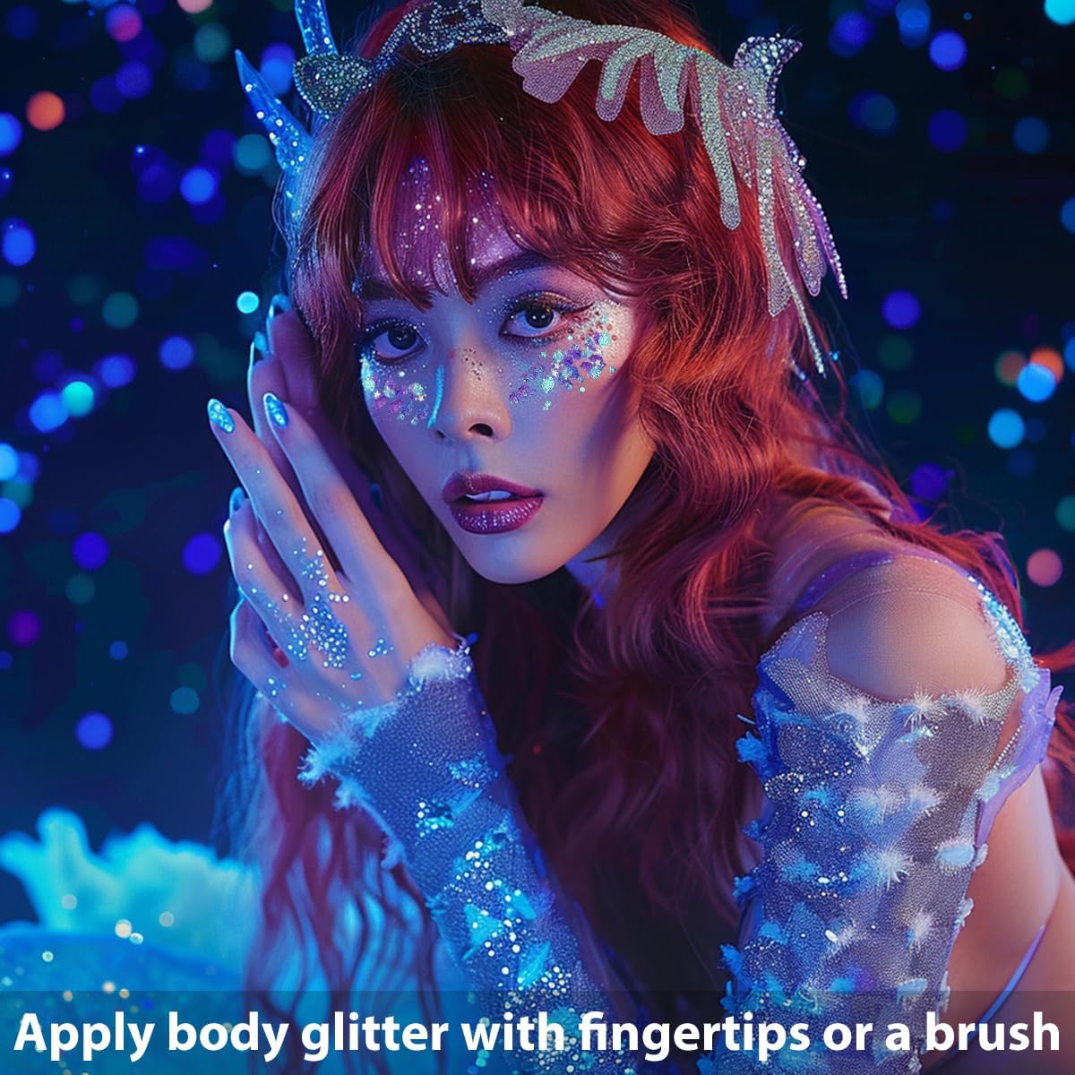 Mysense Purple Body Glitter Stick,Mardi Gras Accessories,Sparkling Face Hair Glitter,Mermaid Sequins Chunky Glitter Face Paint,Singer Concert Outfit Festival Rave Accessories for Women and Kids