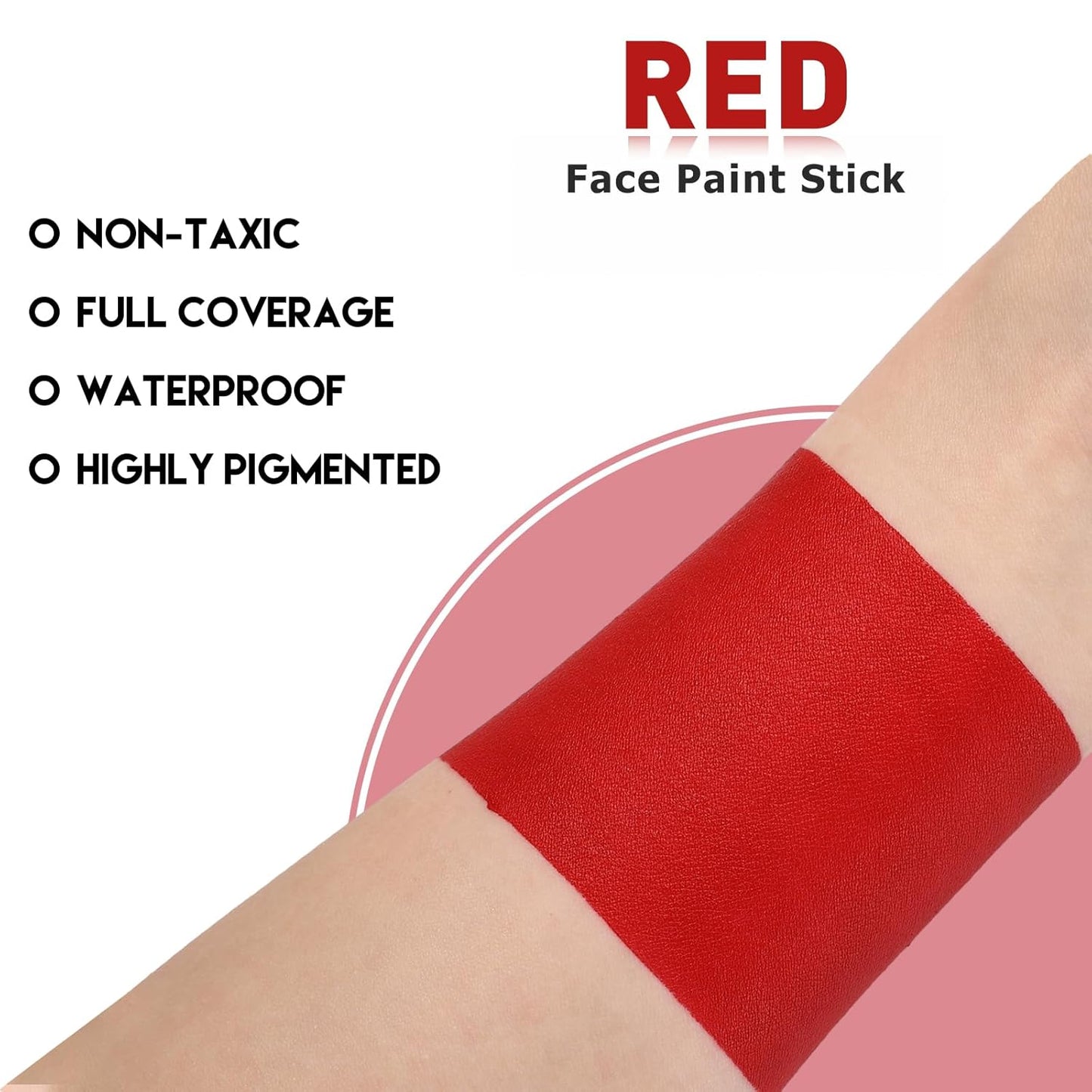 BOBISUKA Red Body Face Paint Stick, Sweatproof Eye Black Stick for Baseball Football Softball Sports - Full Coverage Face Painting for Devil, Vampire, Wound Joker Halloween Looks