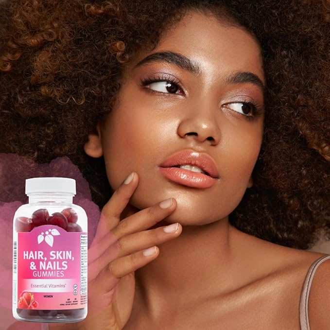 Mountain Meadow Herbs Hair, Skin and Nails Gummies - Essential Daily Support for Lush Hair, Strong Nails, and Radiant Skin with Biotin-Infused Gummies (60 ct)