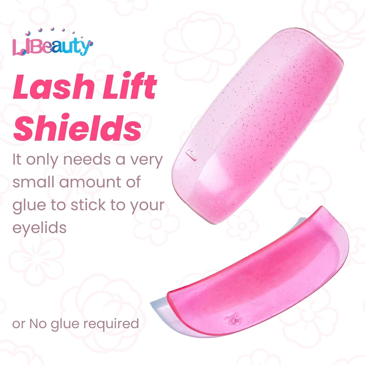 Libeauty Lash Lift Rods, 2 Sizes Eyelash Shields for Lash Perm, Reusable Soft Silicone Pads for Eyelash Curling & Lifting, Pink