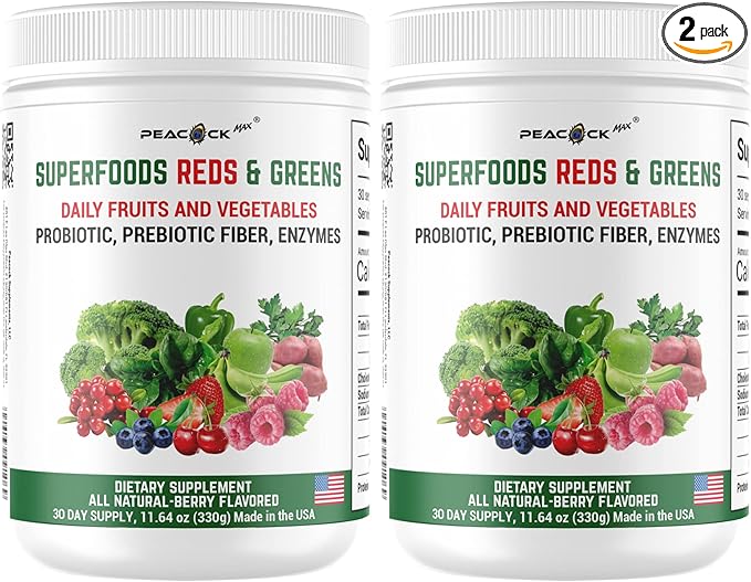 PeacockMax Superfoods Reds and Green Organic 23.28 oz