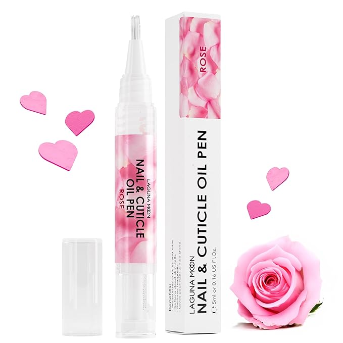 Lagunamoon Cuticle Oil Pen for Nail Nail Oil for Nail Care & Nail Growth - Nourish, Soothe & Moisturize Damaged Nails - Rose, 5 ml