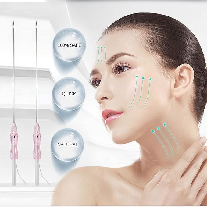 ACADA PCL Cog Threads Face Lift PCL Threads for Face Lift Cog 18G100mm Cog Threads Face Lift 360R Bi-Direction Cog Type Bullet Blunt Cog Threads 20Pcs