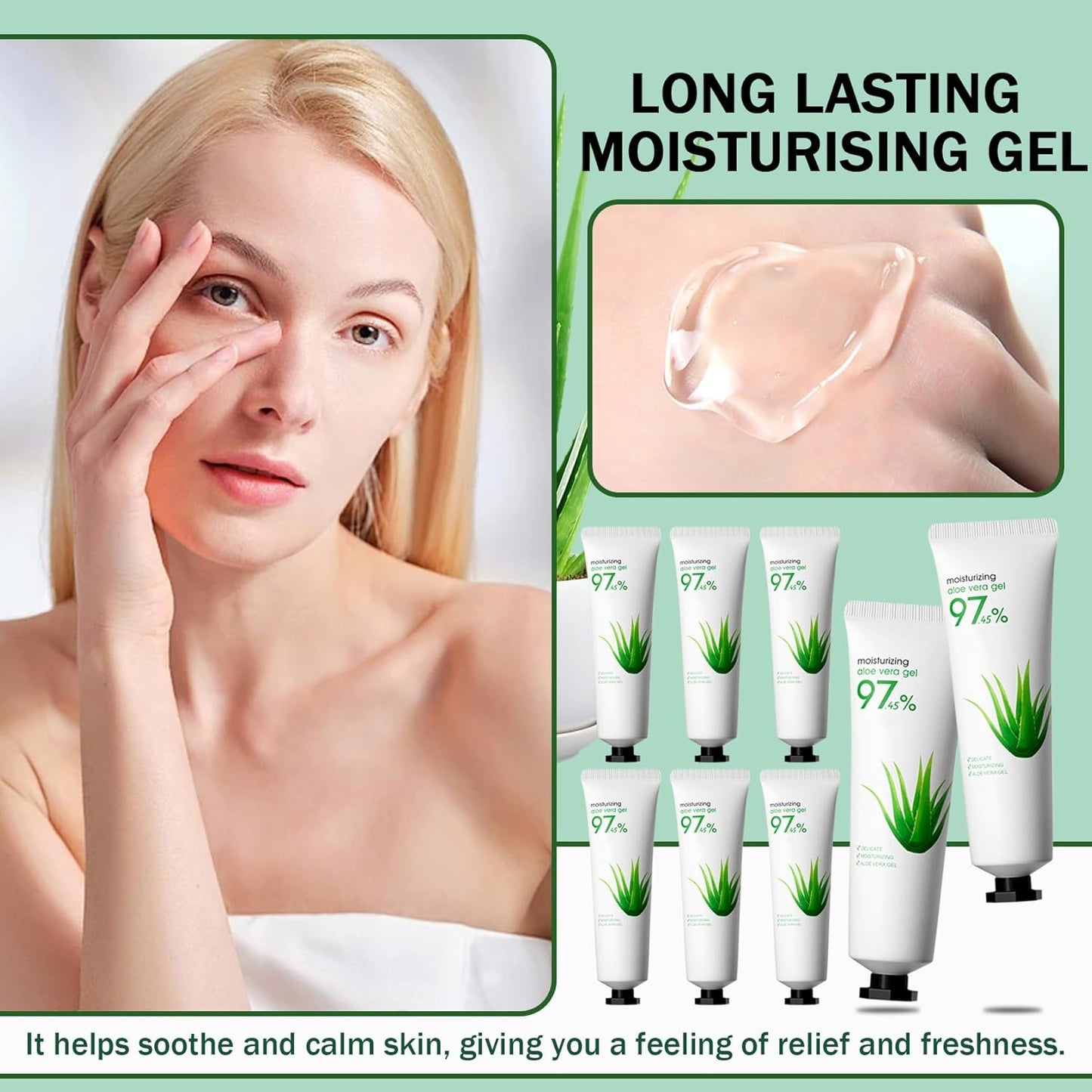 8PCS Purity Aloe Vera Gel - Hydrating Aloe Vera Gel for Face and Skin,No Sticky Moisturizing Aloe Gel M