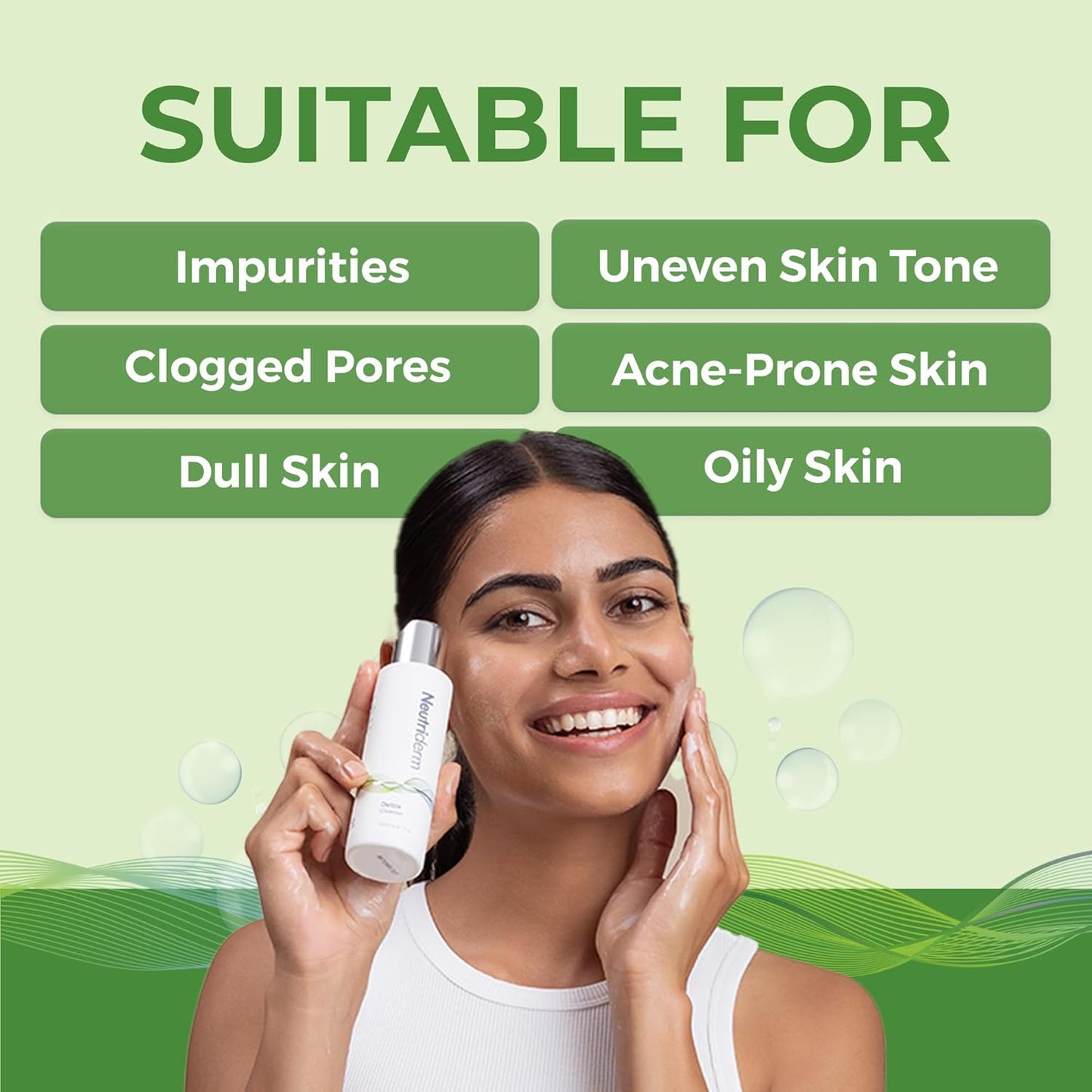 NEUTRIDERM Detox Gentle Exfoliating Face Wash – Glycolic Acid Gel Cleanser for Acne-Prone, Oily & Combination Skin – Deep Cleanser, Pore Refining, Waterproof Makeup Remover – 120ml (4.1 fl oz)