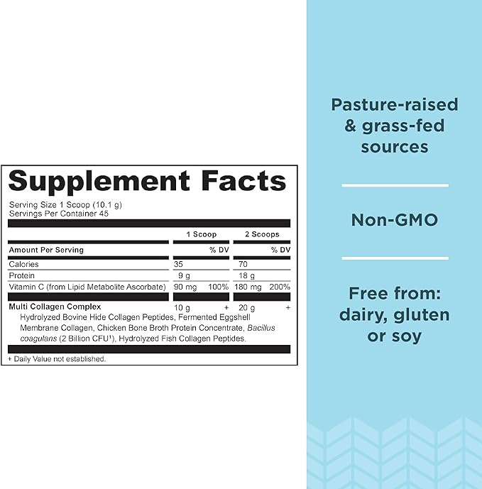 Ancient Nutrition Multi Collagen Protein Powder, Unflavored, 45 Servings + Bone Broth Protein Powder, Chocolate, 20 Servings