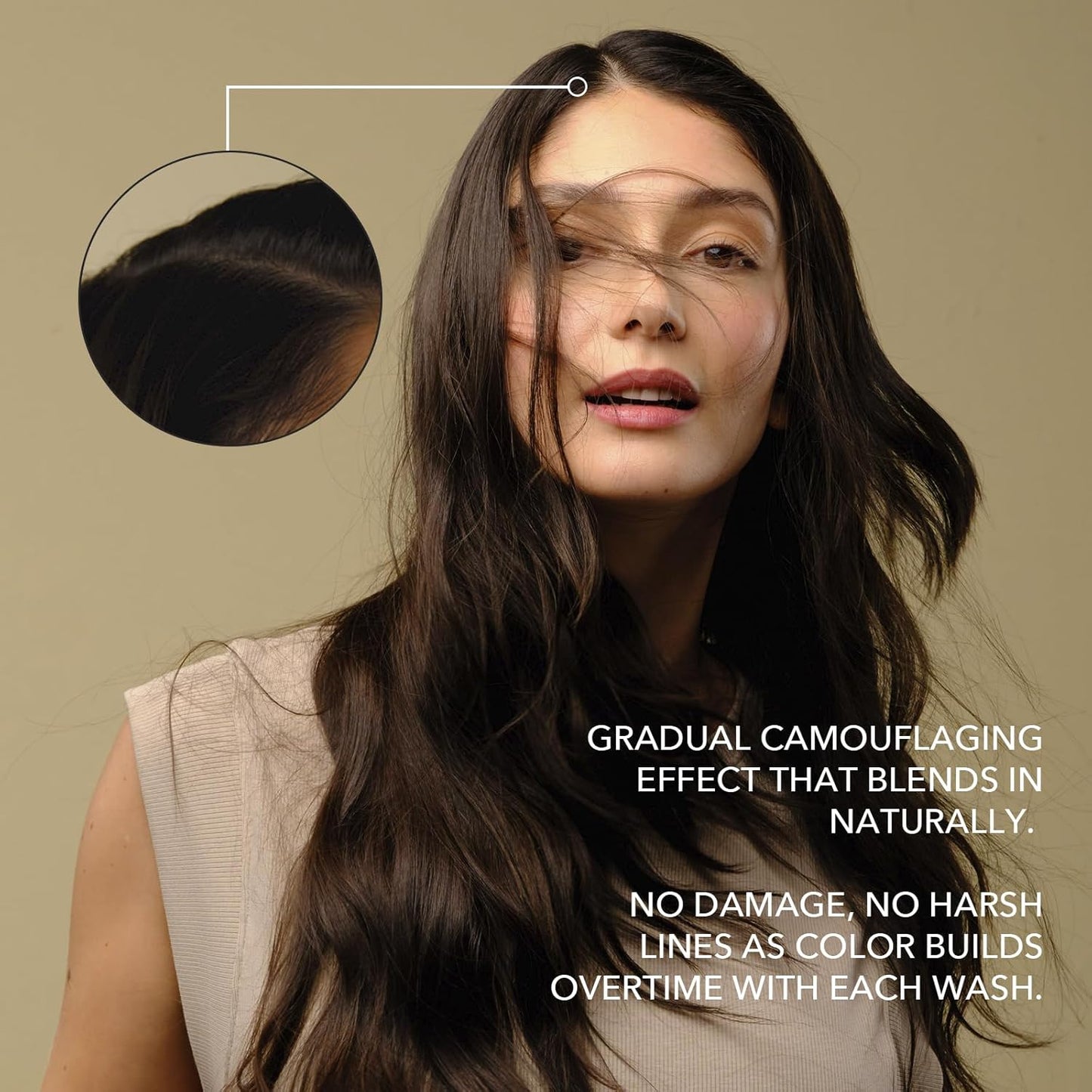 KIWABI Hair Color Shampoo for Gray Coverage – Gradual, All Natural Hair Dye Shampoo for Women & Men – Hydrating, Sulfate-Free, Ammonia-Free, Vegan Scalp Care with 31 Botanicals (Light Brown)