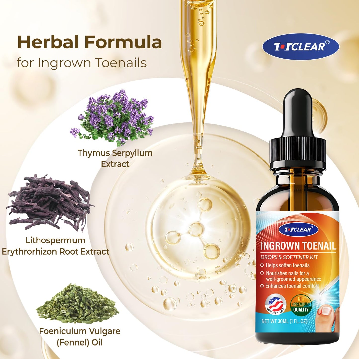 Ingrown Toenail Relief: Ingrown Toenail Tool for Men Women - Ingrown Toenail Removal Kit - Ingrown Toenail Corrector Drops - Ingrown Toenail Removal - Effective Solution for Ingrown Toenails - 30ml