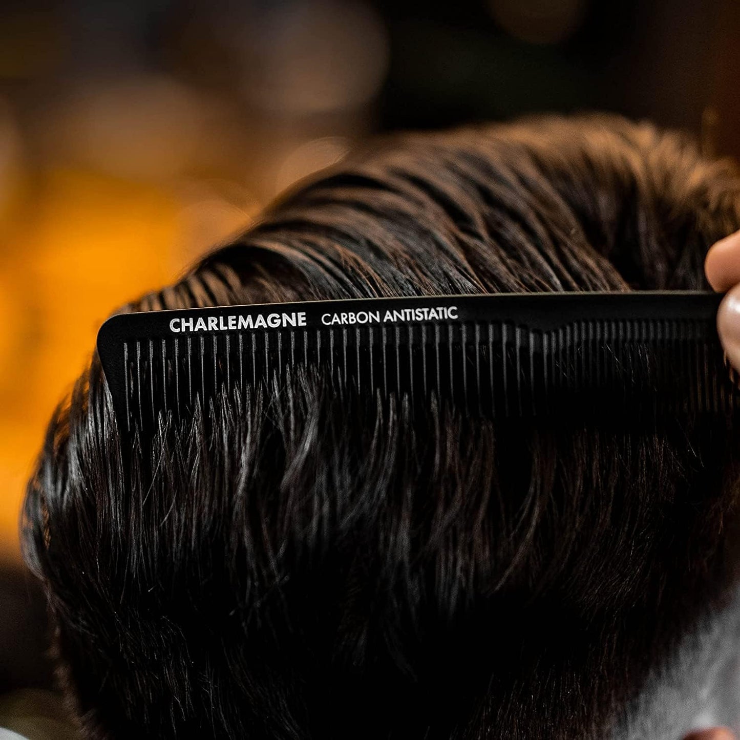Charlemagne Men's Shatterproof Carbon Hair Comb 18 cm - Anti-Static Fine Comb for Cutting & Styling, for Men & Women - Styling Tools & Appliances