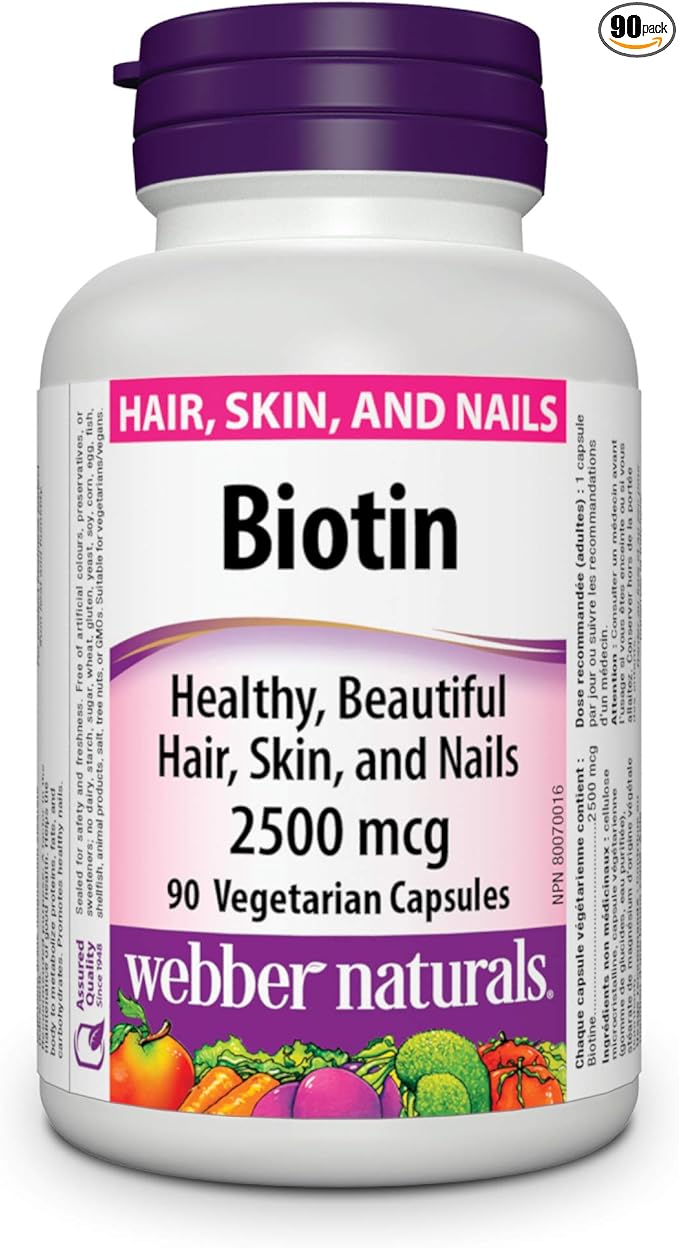 Webber Naturals Biotin 2500 mcg, 90 Vegetarian Capsules