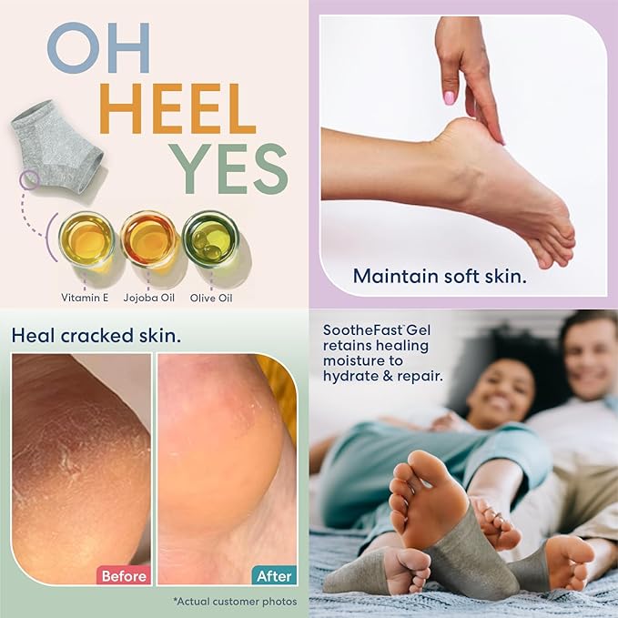 Dr. Frederick's Original Moisturizing Heel Socks for Cracked Heel Treatment - 2 Pairs - Stop Cracked Heels in Their Tracks