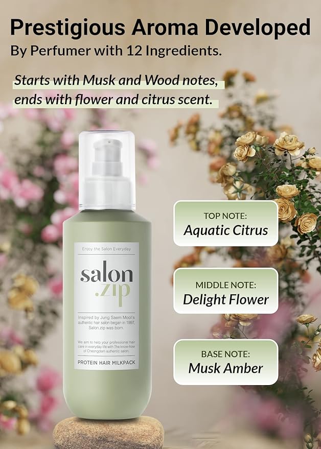 JUNG SAEM MOOL OFFICIAL Salon.ZIP Protein Hair Treatment Pack - 6.8 fl oz (200 ml) | Korean Beauty | Hair Essence Cream for Damaged Hair