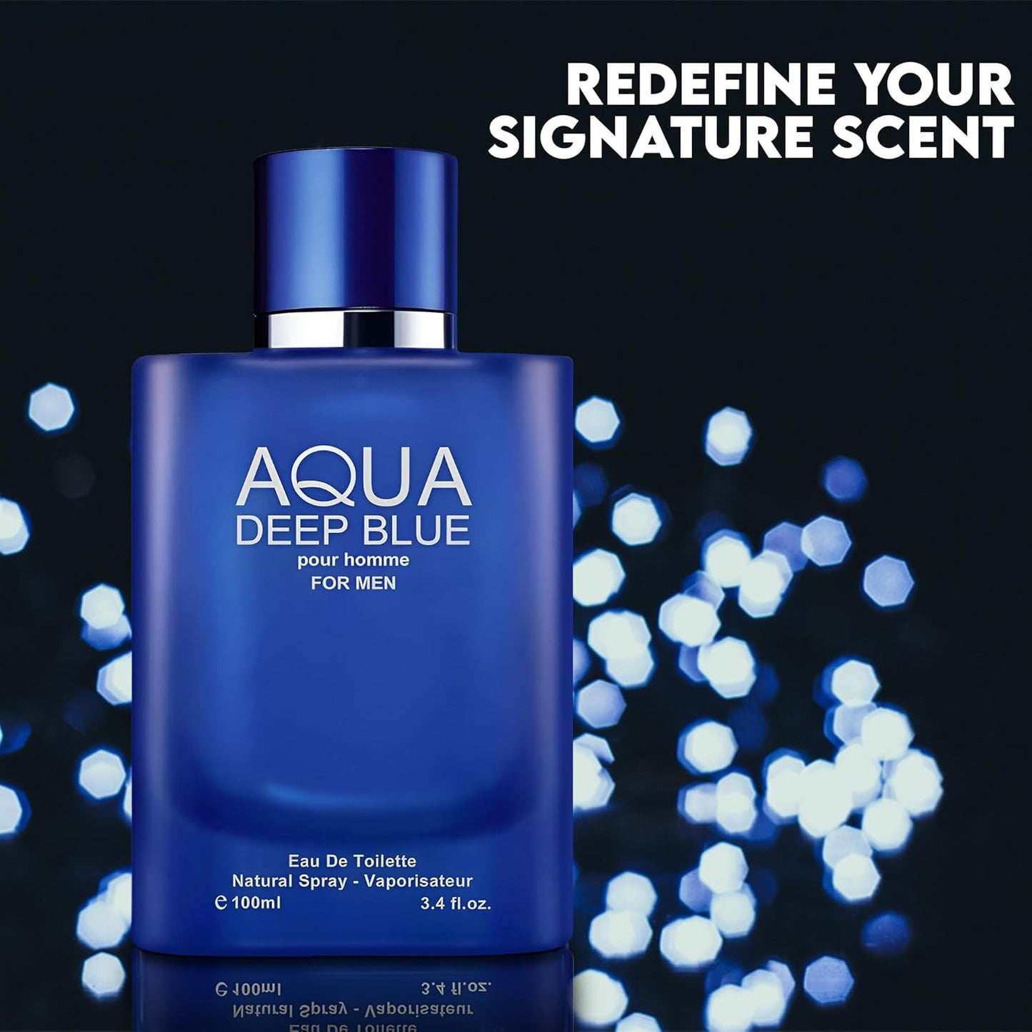 Valentine Milano/Aqua Deep Blue 2PCS Eau De Toilette for Men-Fresh, Romantic Scent Perfume for Men 3.4 Fl Oz Each Mens Cologne For All Skin Daily Used