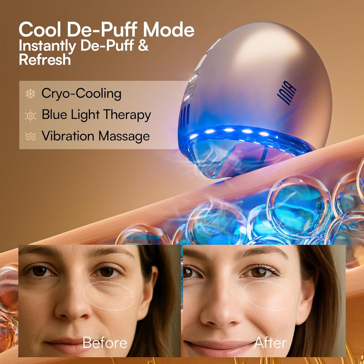 INIA 7-in-1 Red Light Therapy for Face and Neck Gua Sha Facial Massager Tool Device with Thermal and Cryo Mode for Puffiness & Firming Skincare Tool