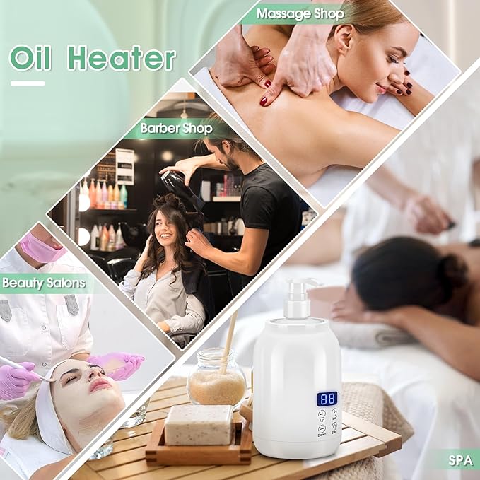 Gugxiom Massage Oil Warmer, LED Display Single Bottle Lotion Heater, Temperature Control Massage Table Warmer with 2 Oil Bottles, for Lotion Cream Massage Oil (US Plug)