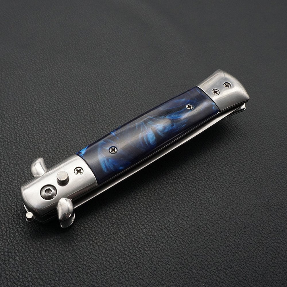 Pocket Folding Flick Hair Comb For Beard, Mustache, Head Black Pearl Handle ~ Mens Pocket Comb stainless steel spring jump Brush Salon Beauty Tool