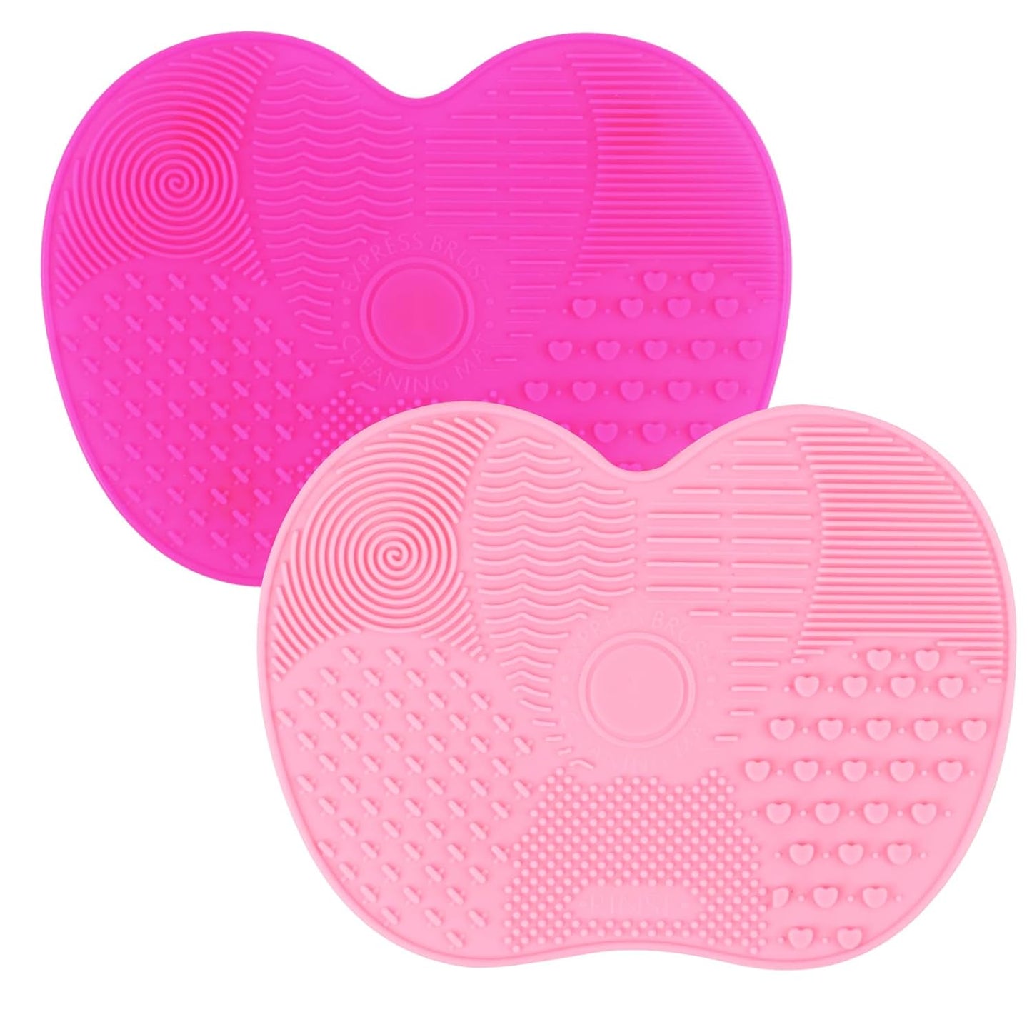 2 Pcs Silicone Make Up Brush Cleaning Mat, Cosmetic Cleaning Pads,Makeup Brush Cleaner Mats, Portable Washing Tool with Suction Cup for Makeup Cosmetic Brushes-red/pink