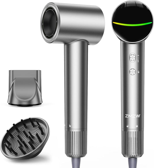 High Speed Hair Dryer 160000 RPM - Quiet Ionic Blow Dryer with Magnetic Diffuser & Concentrator, Fast Drying, Lightweight, Smart Thermo-Control, 500 Million Negative Ions for Home, Travel & Salon