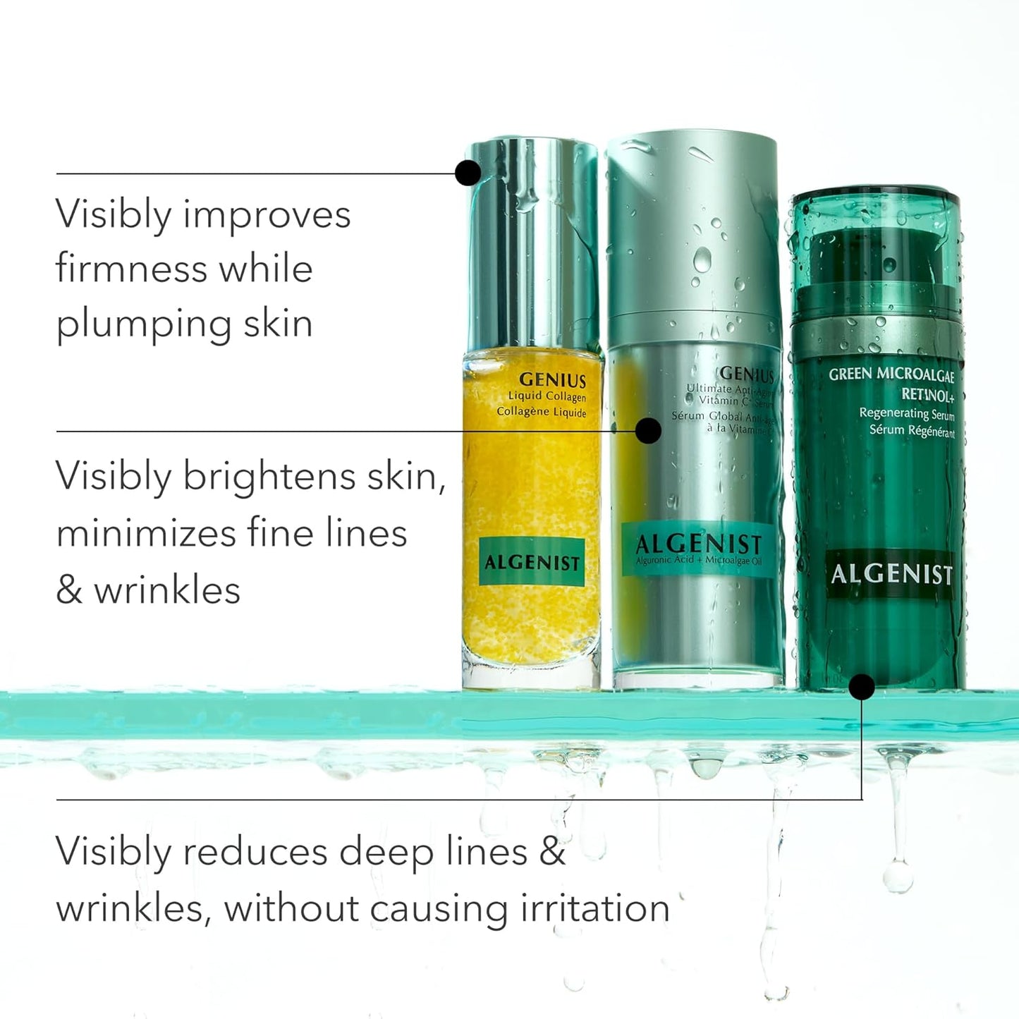 Algenist GENIUS Mini Liquid Collagen Serum - Firming and Hydrating Face Serum with Collagen + Vitamin E - Helps Visibly Minimize Fine Lines + Wrinkles and Improve Elasticity (0.21 oz)