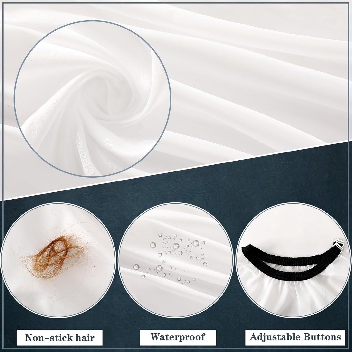 FEBSNOW Professional Barber Cape White Salon Hair Cutting Cape with Adjustable neckline and Neck Duster Brush Barber Shop Supplies 46.8 × 56 Inch