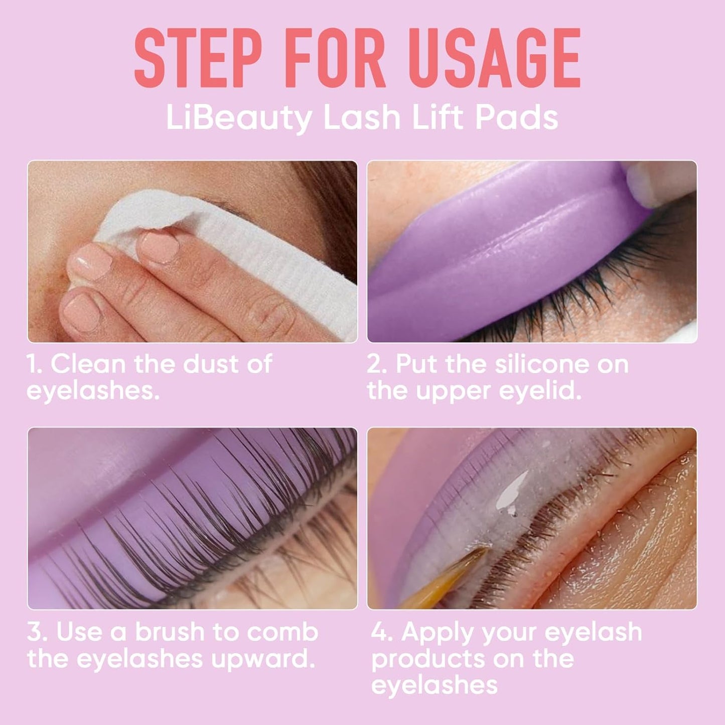 Libeauty Eyelash Lift Pads Reusable Silicon Lash Perm Rod 5 Sizes L-Curl Eyelash Lifting Shield DIY Use at Home or Salon Lash Perming Tool