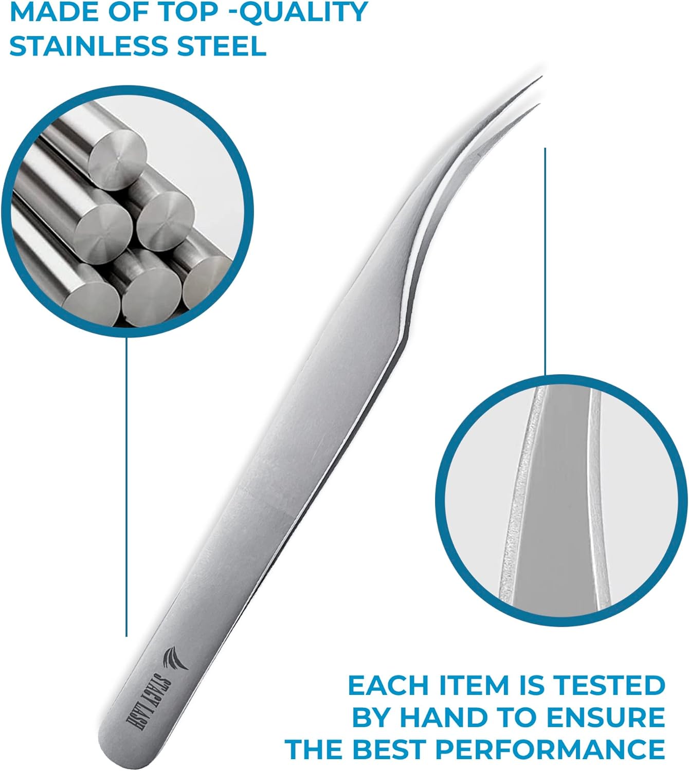 Stacy Lash STL-1 Isolation Eyelash Extension Tweezers/Supplies for Classic Extensions & Individual False Lashes/Eyelashes Separator Tool/Precision Tools/Beauty Accessories/Sharp Tweezer Tip