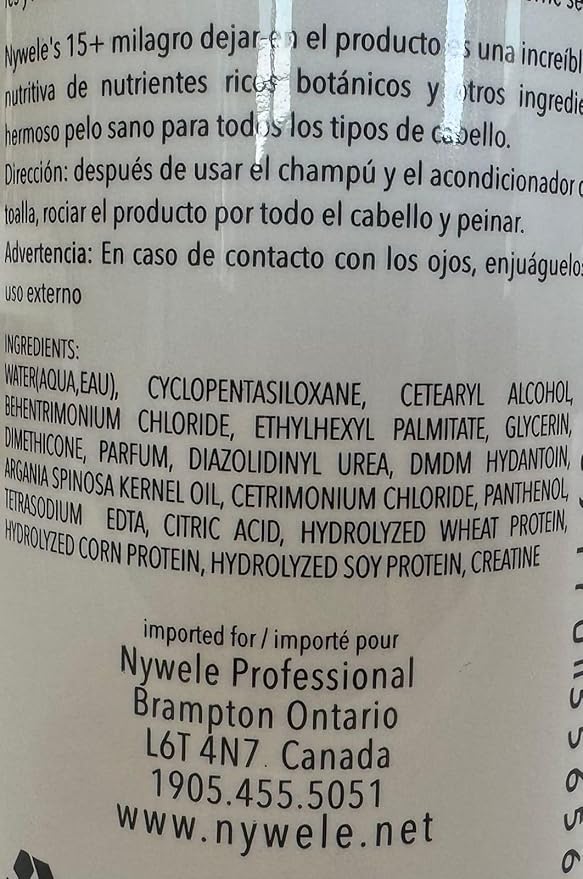 Nywele 15+ Miracle Leave in Hair Treatment 5.OZ PACK OF 2