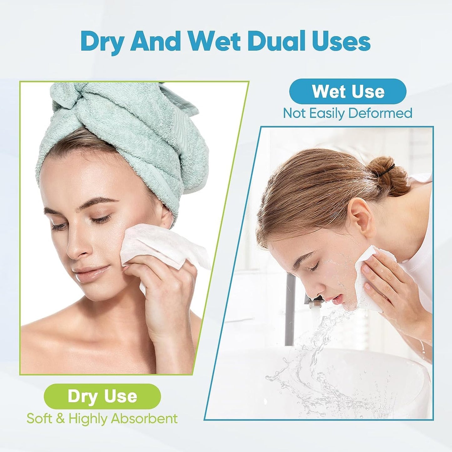 AIDEA Face Towels Disposable-50Ct, Facial Cleansing Wipes for Sensitive Skin, Facial Towelettes for Makeup Removing, Nursing, Travel, Dry Wipes Face Cloths