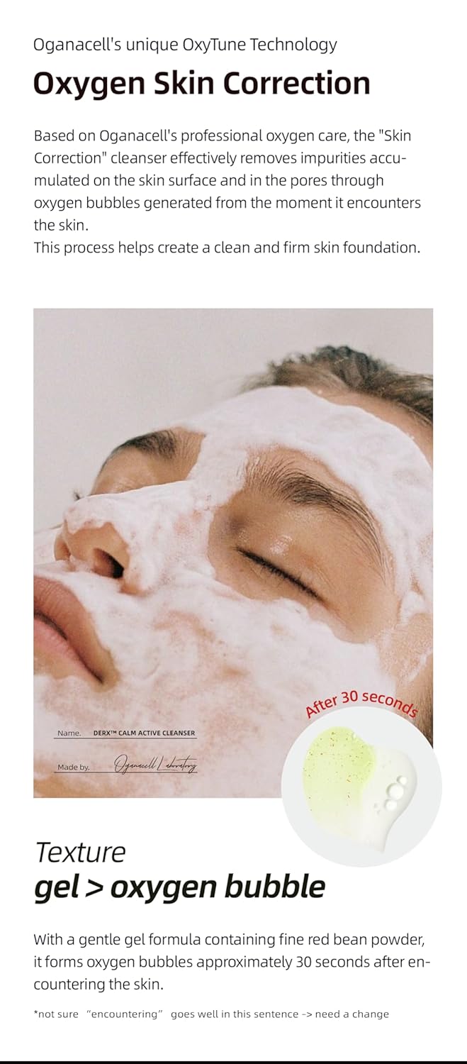 DERX Facial Cleanser for Sensitive & Oily Skin – Calm Cleansing Foam with Plant Tannin, Redness Relief & Oil Control, Oxygen Bubble Technology, Korea Skincare (120ml/4.05 fl.oz.)