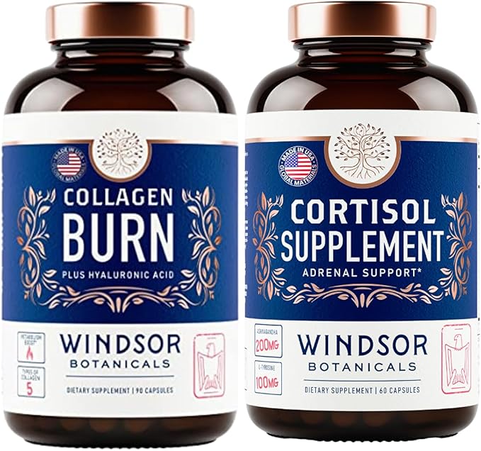 WINDSOR BOTANICALS Cortisol Blocker and Multi Collagen Burn - Beauty and Mood Support Bundle