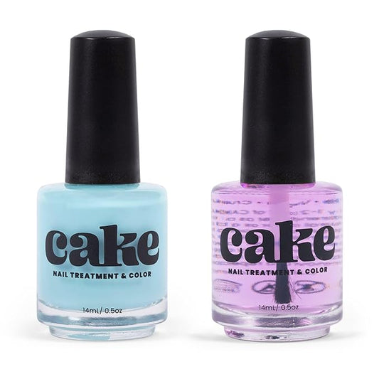 CAKE Power Boost Nail Strengthener & Nail Polish Duo: Color ""Perfect Day at Coco Cay"" - Keratin, Vitamin E, & Biotin Enriched, Nail Growth & Nail Hardener, (1 FL oz) CAKE Nail Treatment & Color, 2