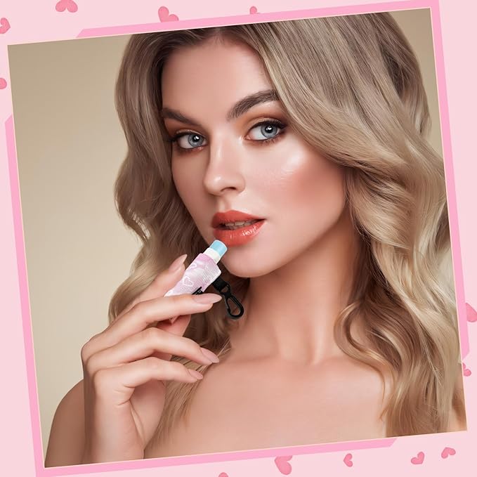 Chapstick Holder Key Chain, Lip Balm Holder for Chapstick Lip Gloss, Elastic Sleeve Chapstick Keychain Holder for Keys Purse Lanyard Gift for Women Girls (Marble, 4pcs)