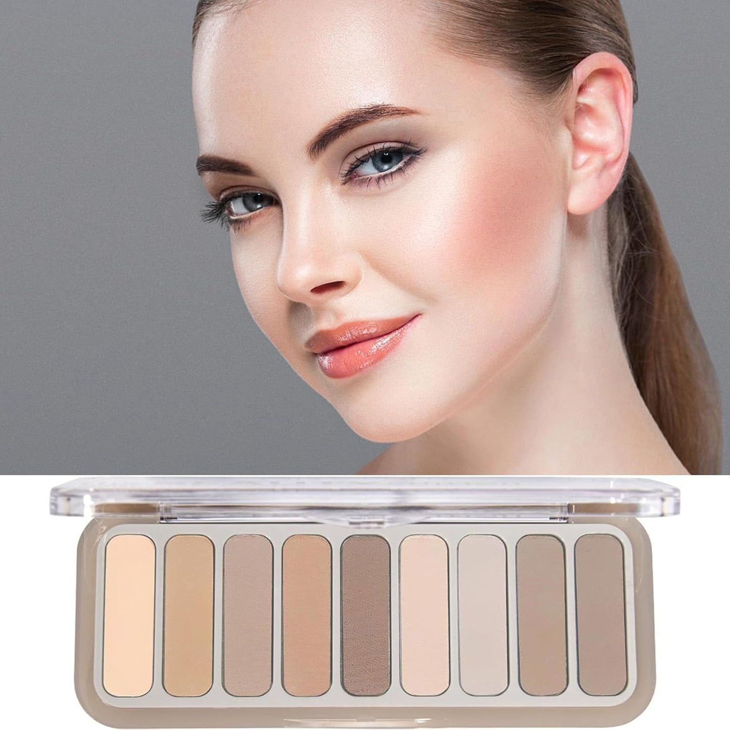 9 Colors Matte Eyeshadow Palette, High Pigmented Natural Nude Eye Shadow Makeup Palette Ultra-Blendable, Long Lasting Eyeshadow Pallete with 3 Eyeshadow Brush for Women