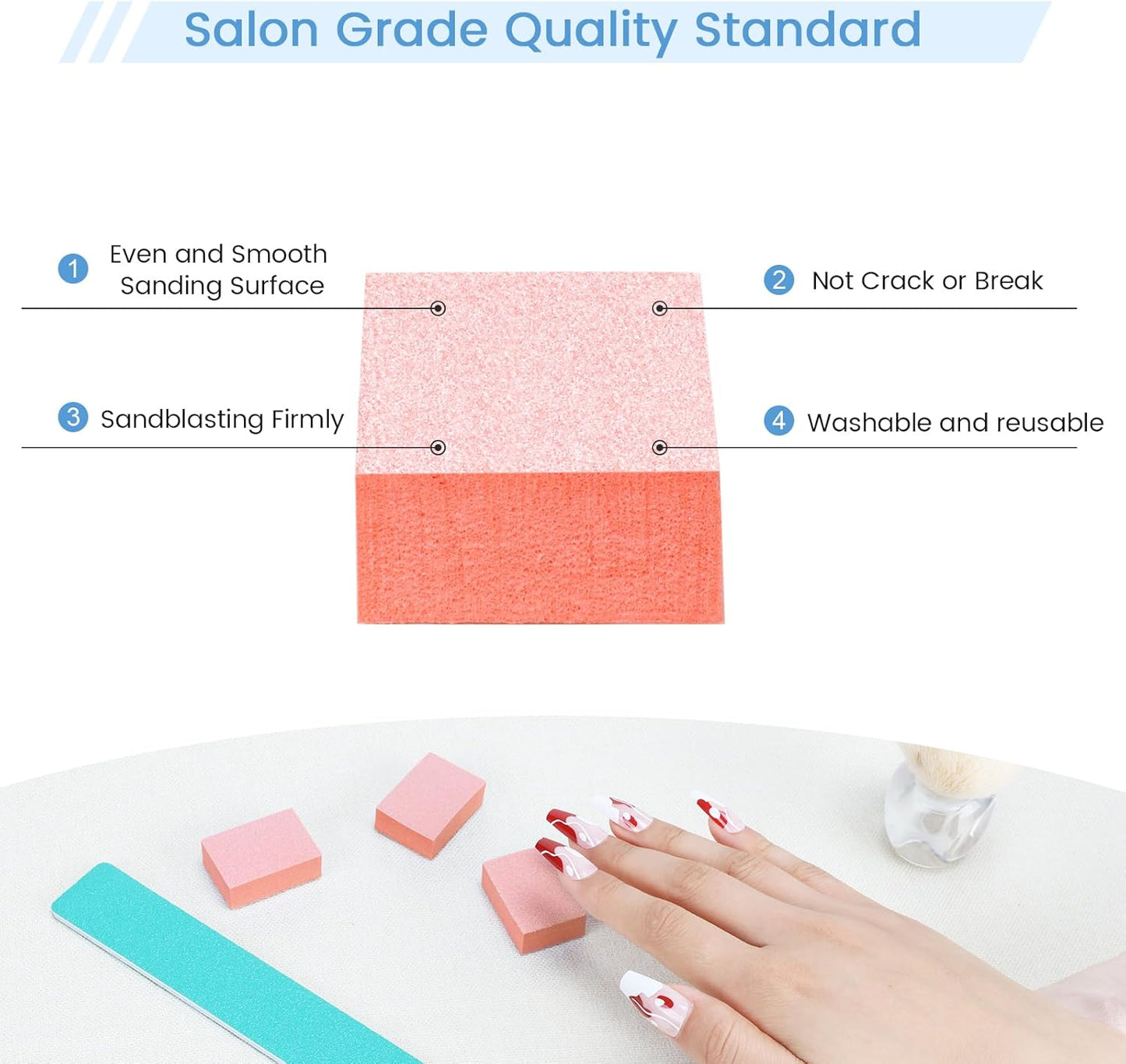 Nail Buffer Block, 100 PCS Mini Buffers, 2 Way Coarse Grit 80/100, 1.3 inch Long, Small Buffing Blocks for Nail Gel Polish, Acrylic & Press-On Nails Prep, Pedicure & Manicure, Orange
