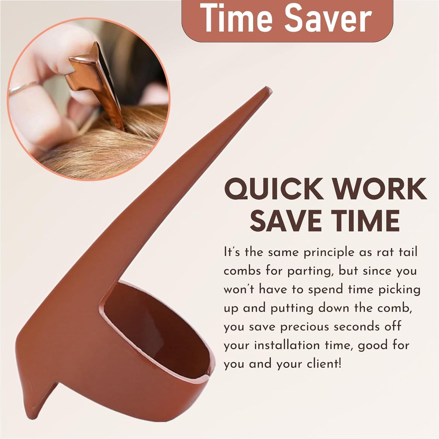 My Hair Tools 2PCS Pro Hair Parting & Sectioning Rings - Stainless Steel Finger Quick Braiding Pick Tool for Precise Styling & Installation of Human Hair Extensions Lightweight Hair Separating Tool