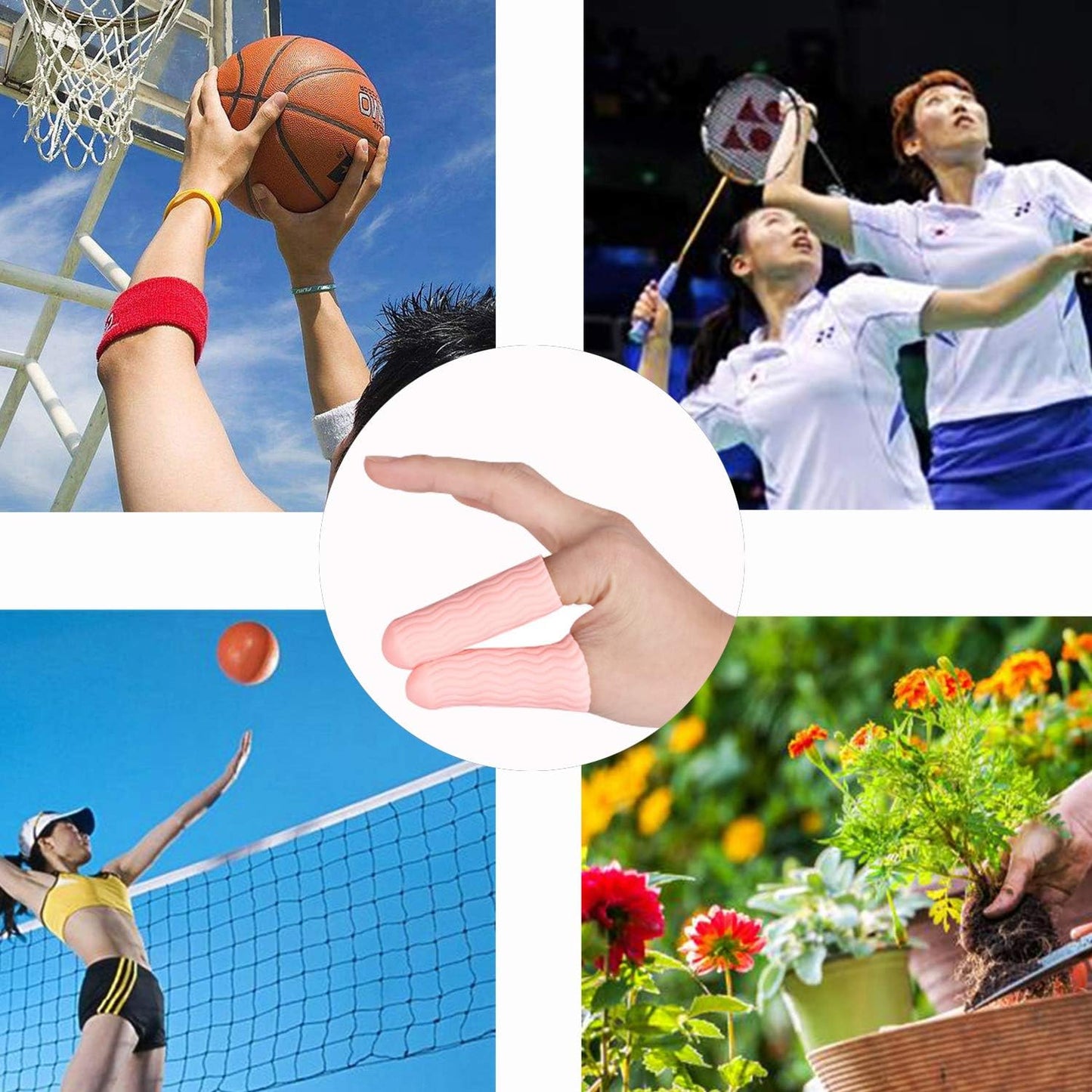 10 Pcs Silicone Finger Protectors, Gel Finger Support, Finger Sleeves Finger Caps for Finger Arthritis, Trigger Finger, Corn Blister, Friction and Rubbing. (Beige)