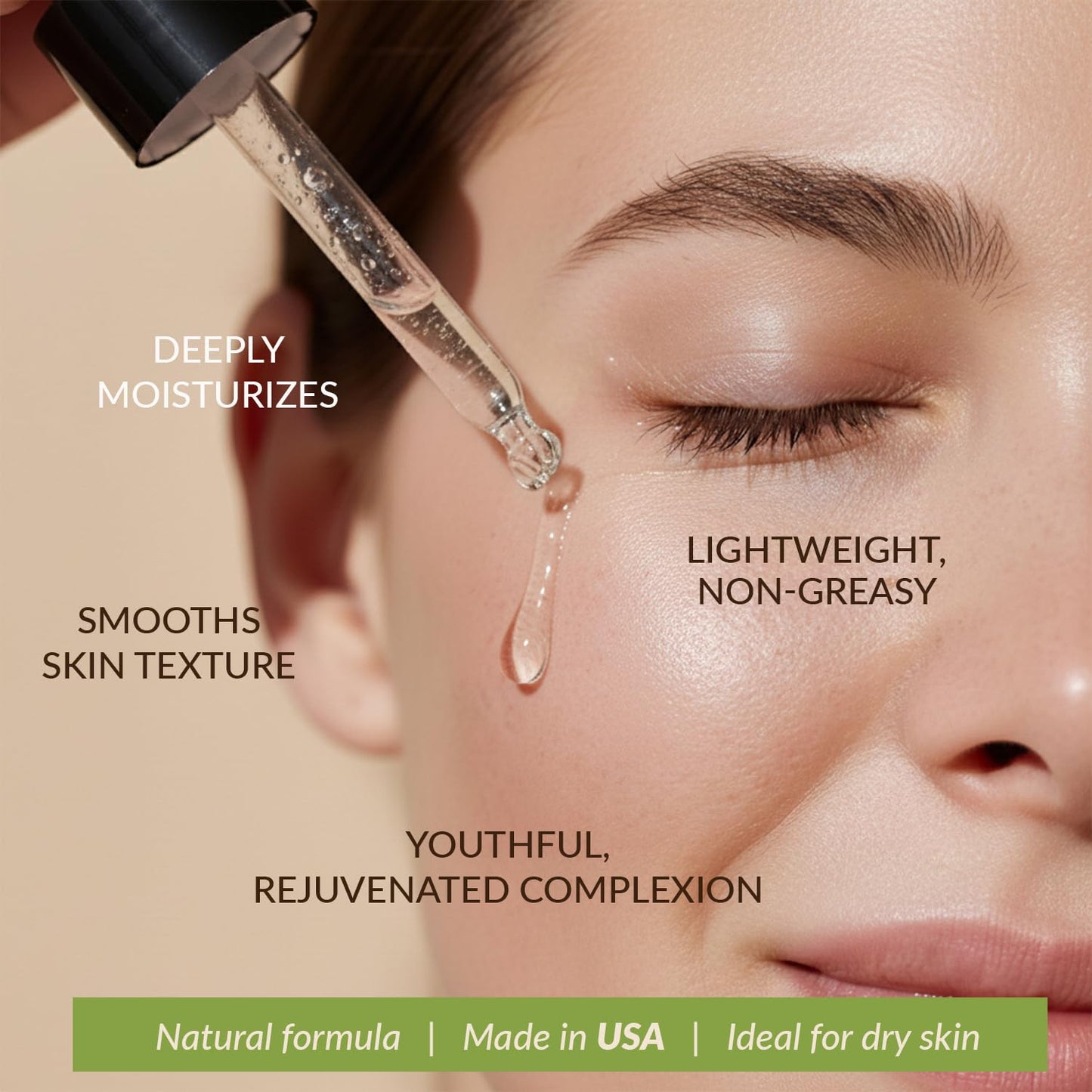 Hyaluronic Acid Serum for Face - USA Made with Natural & Organic Ingredients, Hydrating Anti Aging Face Serum, Softens and Smoothes Dry & Sensitive Skin, Fragrance Free Day & Night Facial Serum