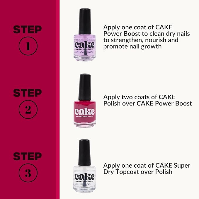 Nail Strengthener & Nail Polish Duo, Nail Repair for Damaged Nails, Nail Hardener & Growth, Non Toxic, Professional Applicator Brush, Keratin (Under the Affluence) CAKE Power Boost (1 fl oz)