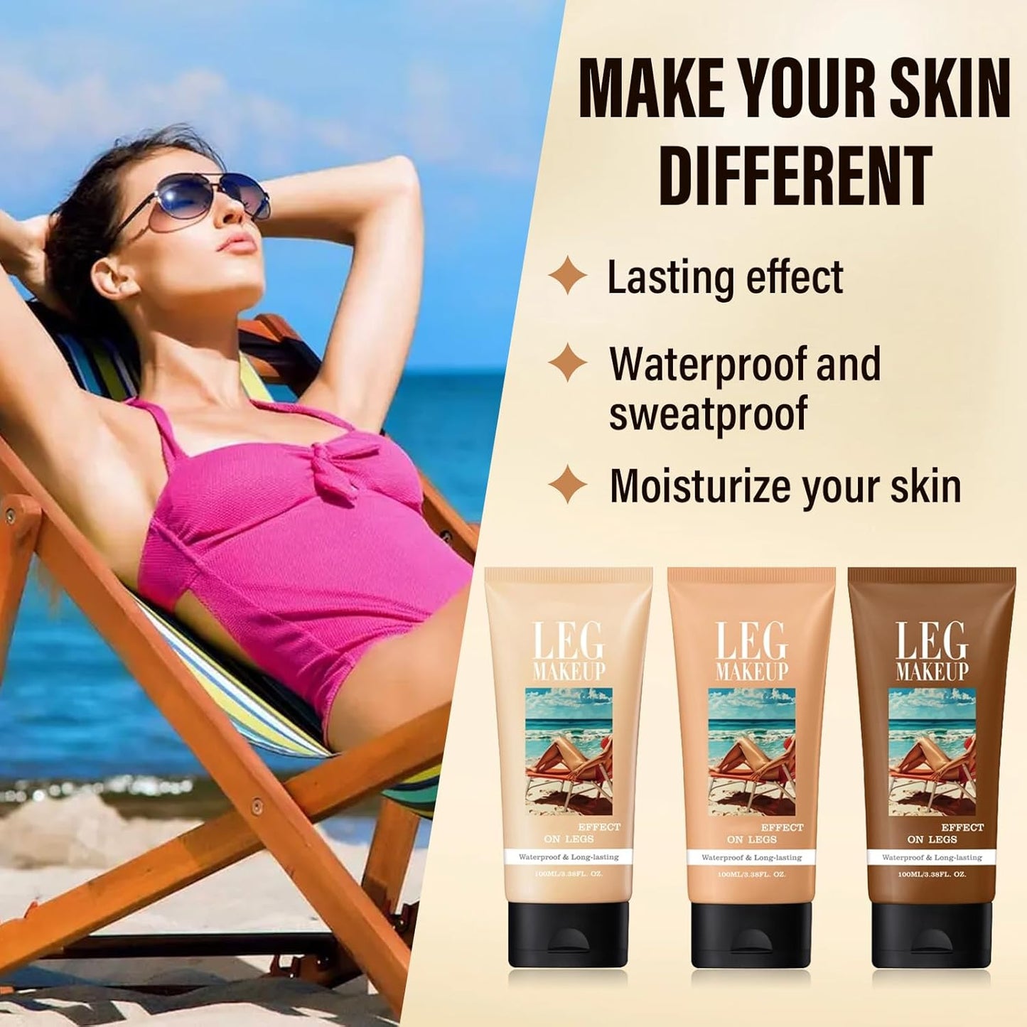 Legs Makeup Waterproof with Brush,No Transfer Body Concealer,Tattoo Cover Up Makeup Waterproof,Long Last Body Foundation for All Skin Tones,100ML (Bronze)