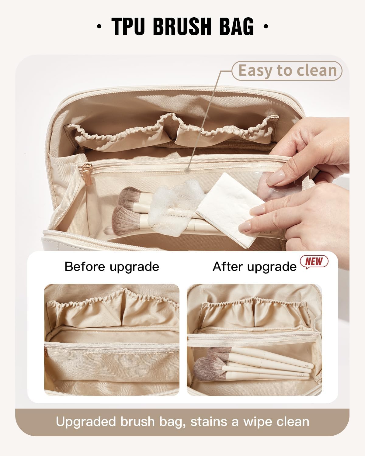 EACHY Travel Makeup Bag,Large Capacity Cosmetic Bags for Women,Waterproof Portable Pouch Open Flat Toiletry Bag Pattern Makeup Bag