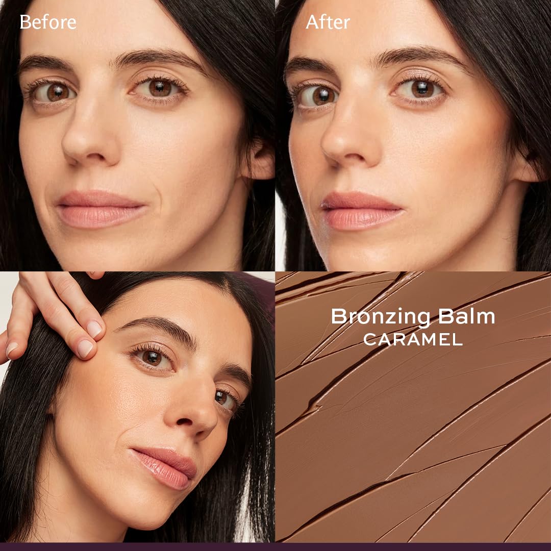 Subtl 3-in-1 Makeup Stack – Cream Bronzer, Powder Highlighter & Lip Glaze for On-the-Go Touch Ups – Lightweight, Travel-Friendly, Blendable Balm (Light/Caramel)