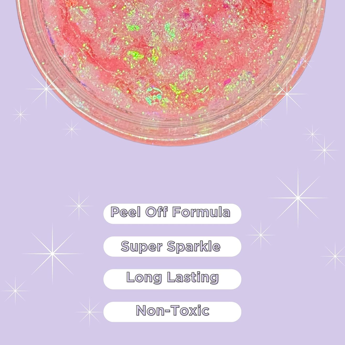 Stunt Trainer Cheer Glitter Face Body Makeup Peel Off Gel Chunky Holographic 15 Colors 1.6oz Vegan Cruelty Free Nontoxic Cheerleader Cheerleading Makeup