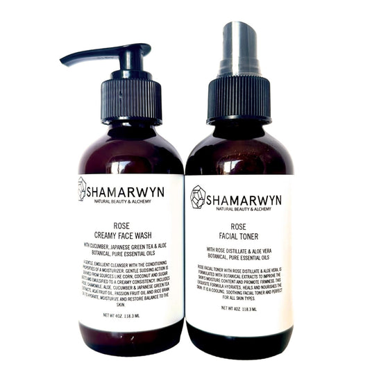 Rose Skin Care Set – Creamy Botanical Face Wash & Hydrating Facial Toner – Natural-Organic Duo for Cleansing, Toning & Nourishing – Ideal for Sensitive & Mature Skin, 4oz Each