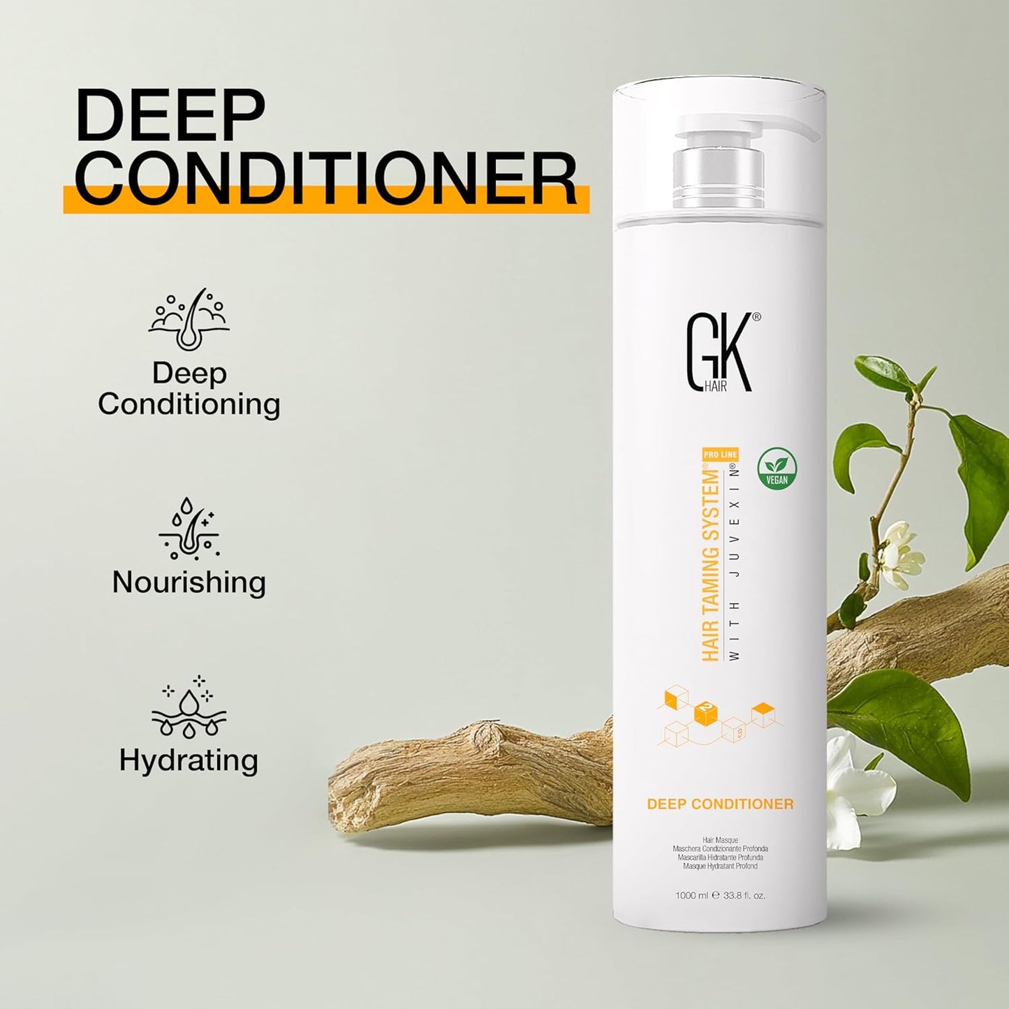 GK HAIR Global Keratin Deep Conditioner Masque (33.8 Fl Oz/1000ml) Intense Hydrating Repair Treatment Mask for Dry Damaged Color Treated Frizzy Hair Restoration Formula with JOJOBA Seed Oils