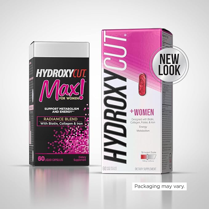 Hydroxycut +Women - 60 Rapid-Release Liquid Capsules, Pack of 2 - Includes Biotin, Collagen, Folate & Iron